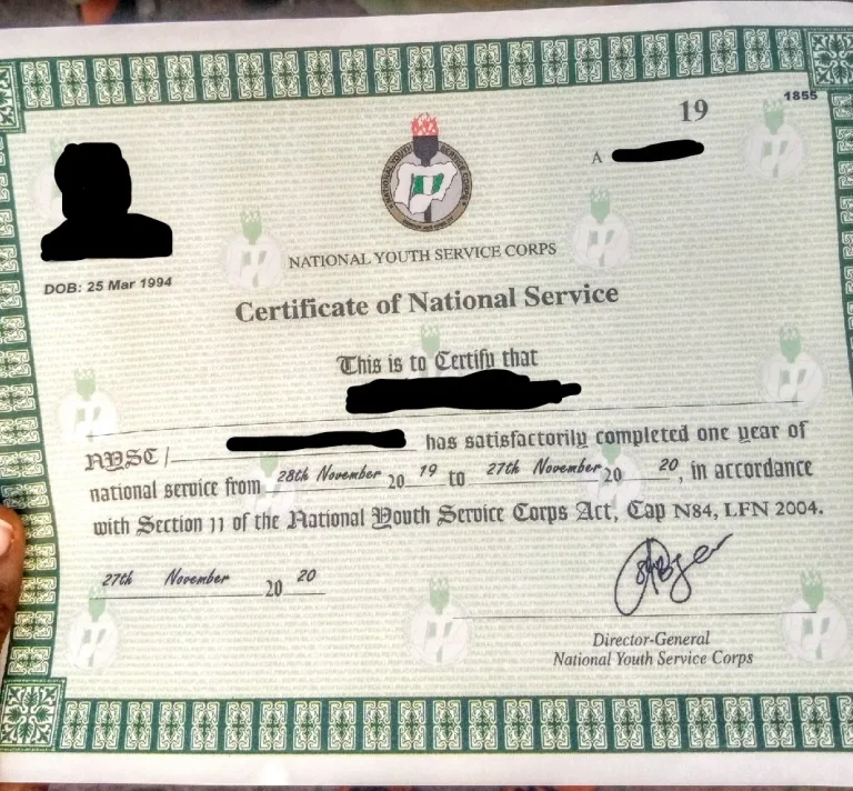 NYSC Discharge Certificate